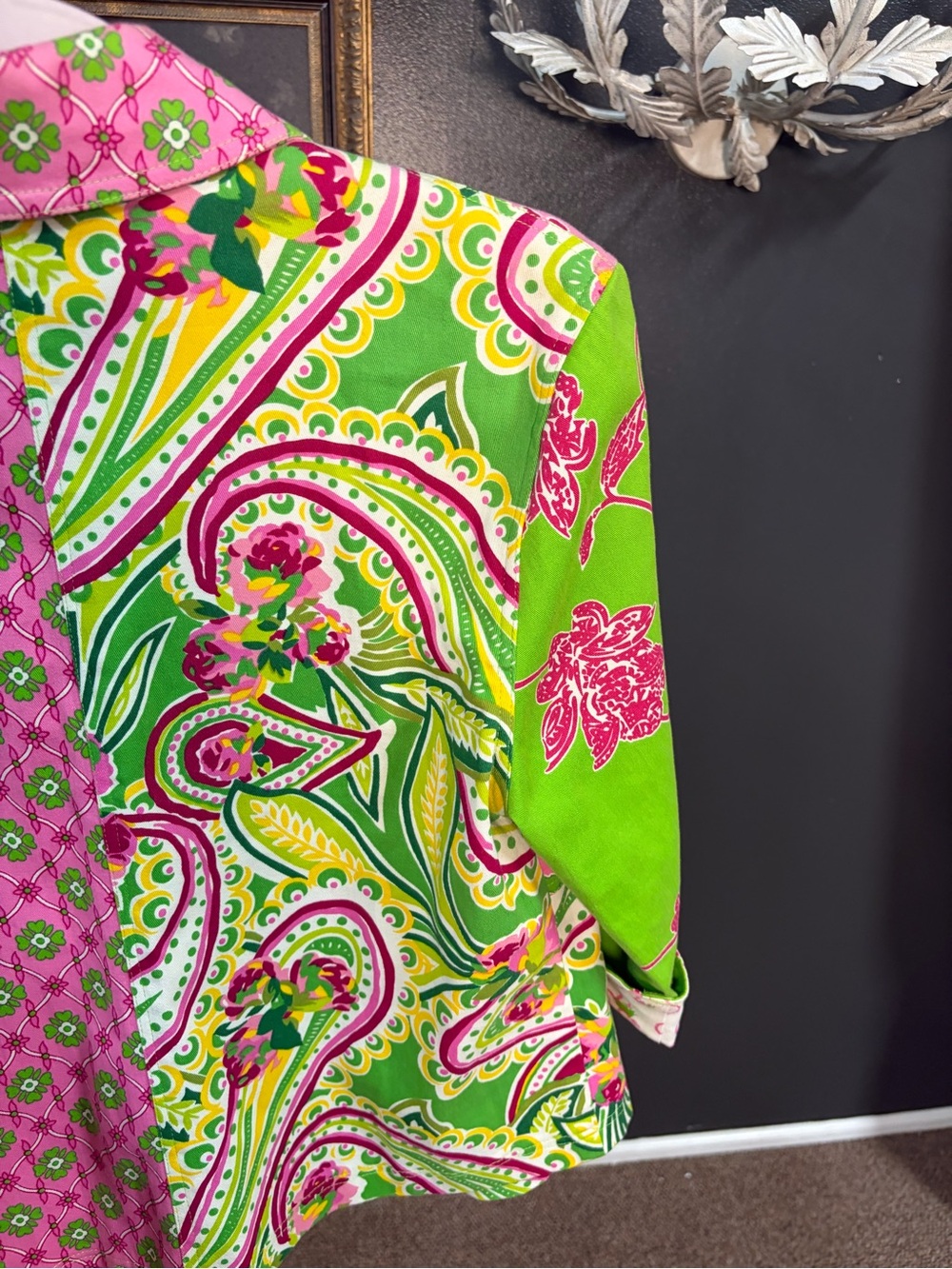 Vanity Collection Pink & Green Patchwork Jacket - Picture 6 of 7